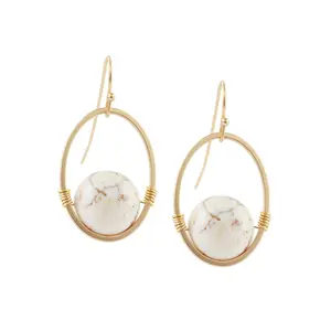 Handmade Gold Magnesite Drop Bead Earrings