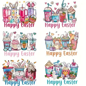 Easter Themed Cute Bunny Patches, 6 Counts/set Iron-on and Washable Stickers, Suitable for Canvas Bags, Clothing, Backpacks, Cushions, Hoodies, and Jeans