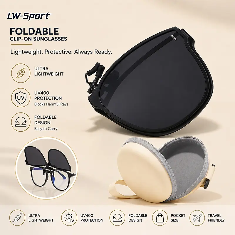 Unisex Polarized Clip On Sunglasses, Extra Large Flip Up Driving Glasses for Prescription Eyewear, Anti Glare UV Protection Shades for Fishing, Travel, Cycling, Outdoor Sports & Daily Driving Antiglare Lightweight