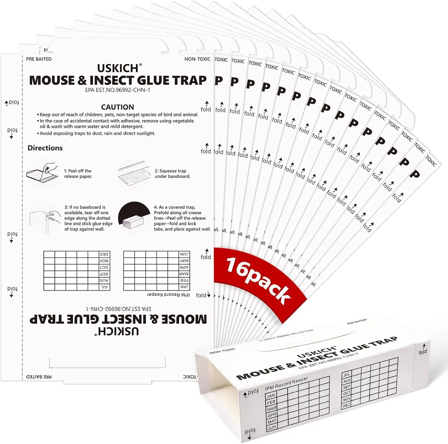 16 Pack Mouse Glue Trap,Mouse Traps Indoor for Home,Adhesive Bugs Roach Spider Insect Traps,Sticky Mouse Traps,Bulk Glue Traps for Mice