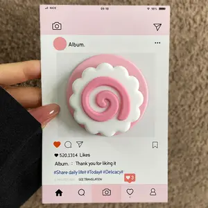 Cute 3D Chocolate Cookie Donut Strawberry Magnetic Phone Holder Griptok Support For iPhone Samsung Cases Grip Tok Socket Bracket