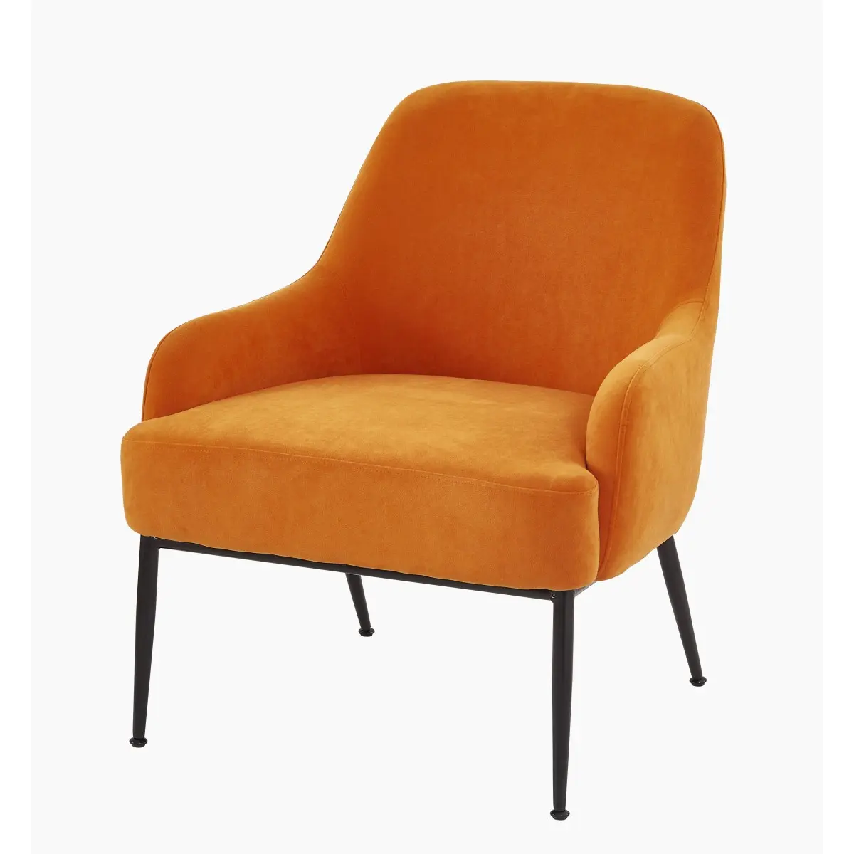 Red Orange Velvet Accent Chair - Contemporary 1-Box Upholstered Armchair with Recessed Armrests, Wide Back, Metal Legs, Assembly Required, Sturdy Comfort for Living Room, Bedroom