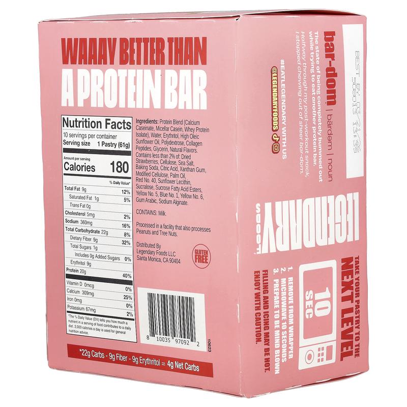 Legendary Foods Protein Pastry, Strawberry, 10 Pack, 2.2 oz (61 g) Each