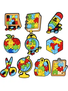 Autism Theme Cartoon Jewelry Set, Shoe Charms & Bag Accessories, Detachable DIY Decorations, Perfect Gift for Birthdays, Christmas, Valentine's Day