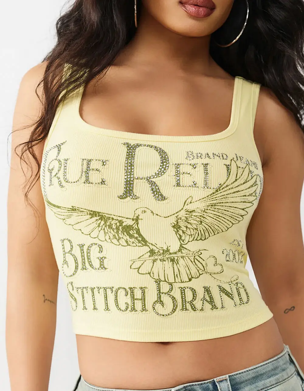 TRUE RELIGION Printed Ribbed Womens Tank Top