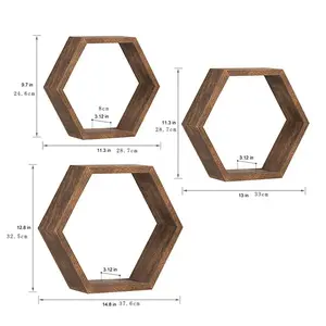 WALL WOOD STORAGE HEXAGON SHELF