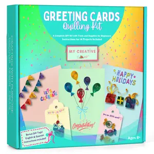 MY CREATIVE CAMP Greeting Cards Quilling Kit, DIY Greeting Card Making Art & Craft Kits for Kids & Adults, Paper Quilling Kit for Beginners, 14 Projects & Instructions