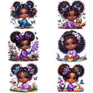 Cute Teenager Pattern DTF Transfer Sticker, 8 Counts/set Washable Heat Transfer Designs, Ready Press Decals for DIY T-shirts, Masks, Jeans, Backpacks