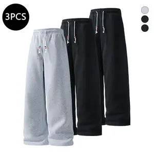 3-Pack Men’s Straight-Leg Casual Pants for Spring/Autumn — Trendy, Versatile Loose Fit Athletic Jogging/Running Pants