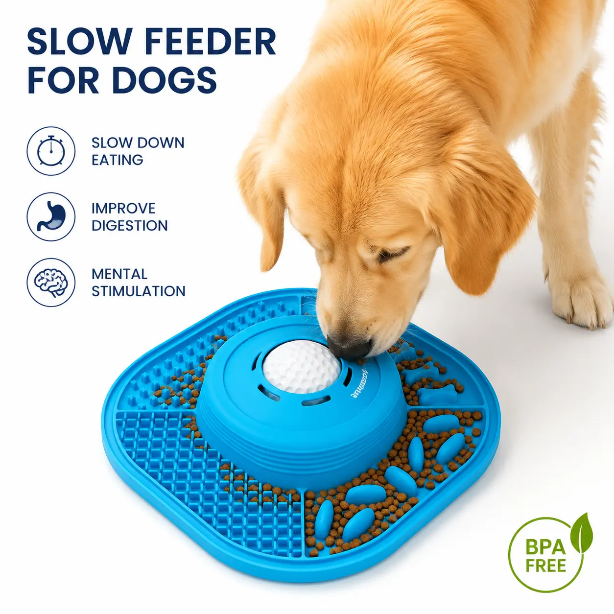 【2026 Upgraded】Dog Lick Mat & Lick Bowl with Suction Cups, Thick Bite-Resistant Silicone, Slow Feeder Dog Bowl with Rolling Ball, Helps Relieve Anxiety & Reduce Boredom, Ideal for Grooming & Feeding, Enrichment Toy for Small Large Dogs & Cats