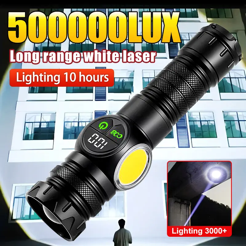 1PC 2024 Upgraded Ultra Bright Tactical Torch - 5+4 COB Lighting Modes, Durable Aluminum Alloy Head, Long-Lasting Battery-Powered Endurance, Emergency Lighting for Outdoor Hiking, Camping & Gift Ideas, 5+4Cob