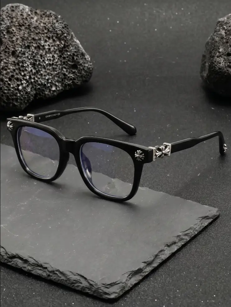 Fashion Trendy Minimalist Cross‑Accent Glasses, Vintage Metal Frame, Anti‑Blue‑Light Sunglasses, Stylish Protective Sunglasses for Daily Use
