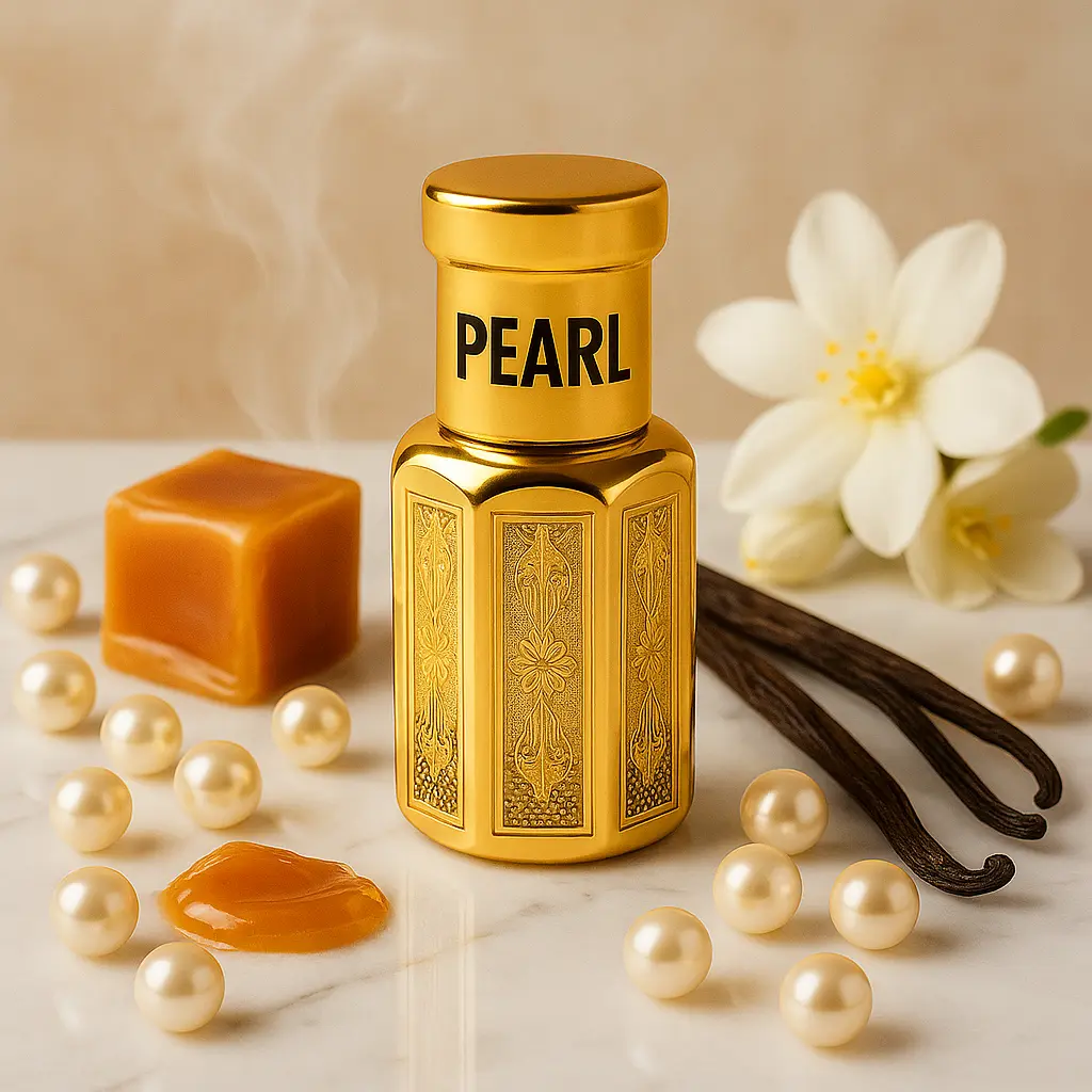 Dahab Aromas Pearl Perfume Oil - Alcohol-Free Women's EDP Bottle, Long-Lasting Daily Wear Perfume with Floral Fruity Vanilla, Caramel, Jasmine Scents, Pearls & Vanilla Beans, Natural Oils for Adults