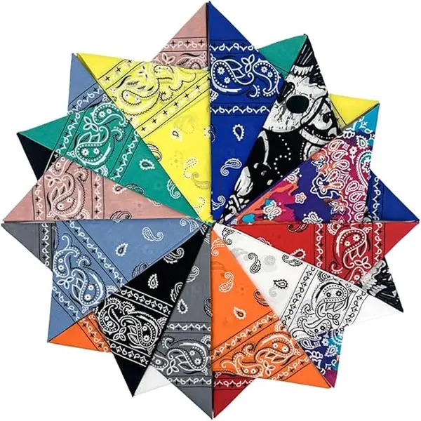 12Pack Bandanas Unisex Paisley Bandanas Bulk Multi Purpose Cowboy scarf Head Wrap Necktie Face Cover Party Supplies, 21.26 inches