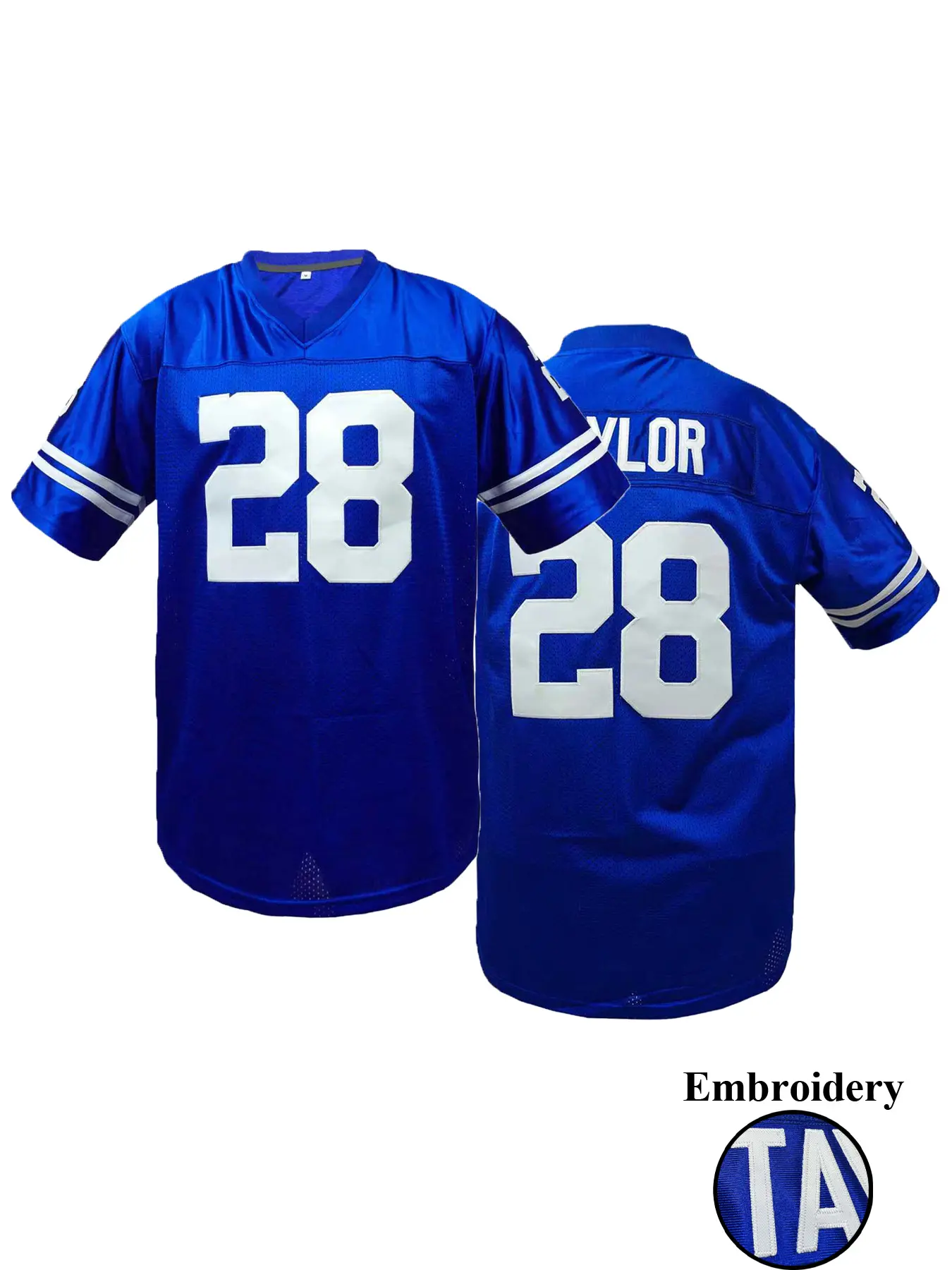 Men's #28 Blue Football Jersey, Indianapolis Classic Retro Embroidered Design - Loose Fit V-Neck Short Sleeve American Football Sports Wear, Suitable For Casual Daily Wear, Match Training And Streetwear Style, Christmas Gift, Unisex