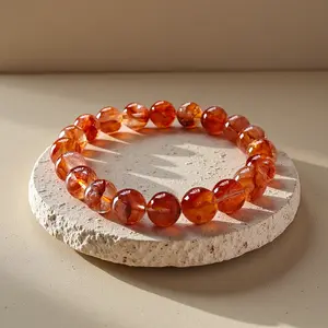 10mm Natural Red Rose Quartz Bracelet｜Attract Wealth & Turn Fortune｜Boost Confidence｜16cm Adjustable Red Crystal Bracelet｜Energy Healing Crystal