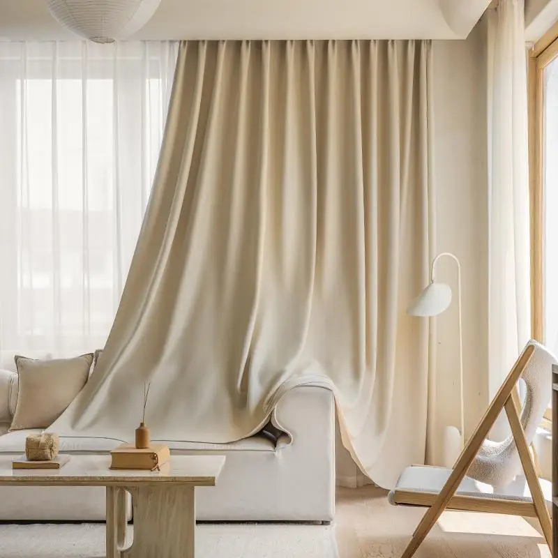 Bedroom Curtain, 1 Count Khaki Blackout Curtain, Living Room Curtain, Light Blocking Curtain