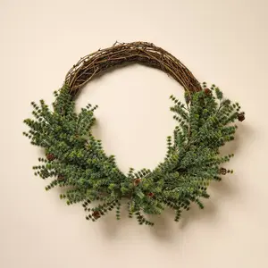 22" Asymmetrical Pine with Pinecone Christmas Wreath - Hearth & Hand with Magnolia