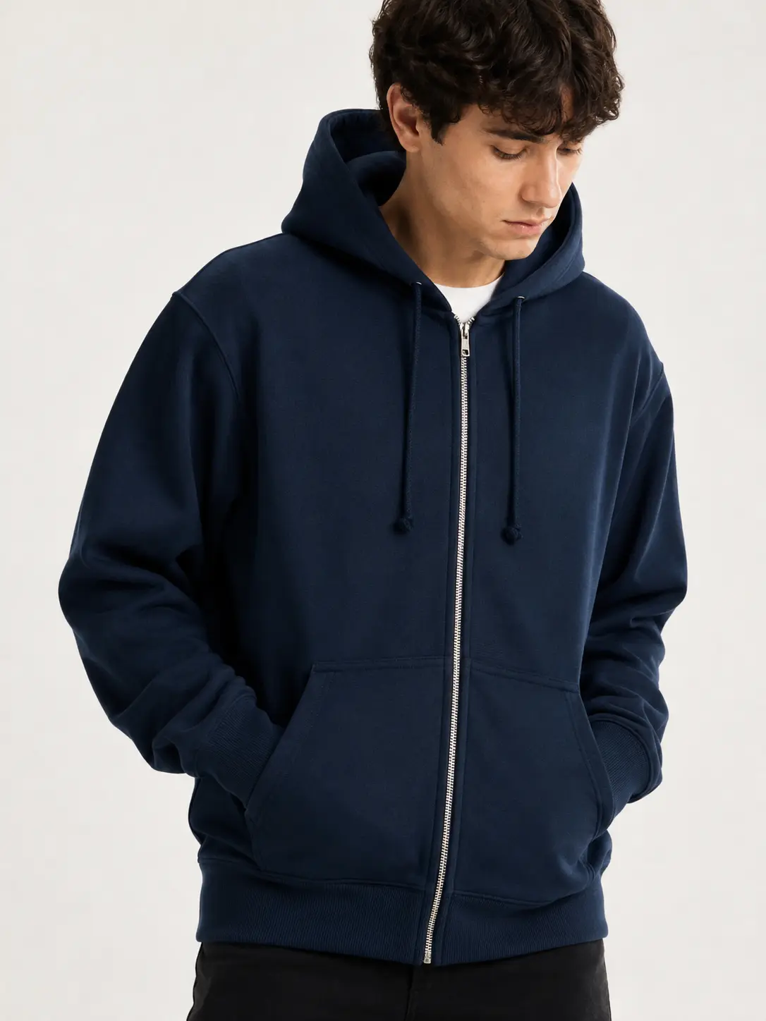 STY 2026 Trendy Unisex Relaxed Fit Zip Up Fleece Hoodie, Heavyweight Cotton Blend, YKK Zip Closure, Screen Printed Logo Left Chest and Back