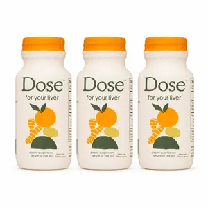 DOSE Liver Detox Cleanse 3 Pack 2 fl oz Liquid Supplement, Organic Milk Thistle with Turmeric, Dandelion & Ginger, Supports Digestion, Liver Health & Daily Wellness, Natural Orange Flavor (6 fl oz Total)