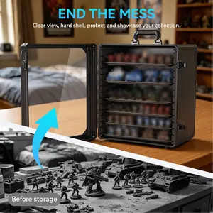 summerviebs Miniatures Storage Case, Miniatures Transport Case with 5/6 Trays, Aluminum Alloy Frame, Transport Action Figure Display Case with Lock for Miniatures, Figures and Collectibles