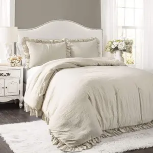 Reyna Ruffle Comforter Set, King, Wheat, 3 Piece Cozy Bedding Set