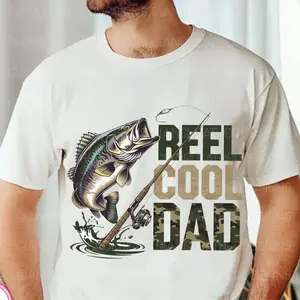 Retro Reel Cool Dad Wishin' I Was Fishin' Shirt, Bass Fishing Dad Tee, Fathers Day Gift, Gift for Husband