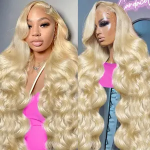 30 Inch 613 Lace Front Wig Human Hair 13X6 Body Wave Blonde Wigs Human Hair 180% Density Blonde Lace Front Wigs Pre Plucked 613 HD Lace Frontal Wigs Glueless Wig With Baby Hairs