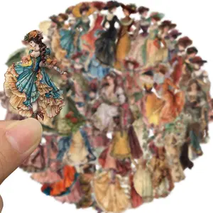 Vintage Victorian Painting Sticker, 50pcs/set Aesthetic Retro Art Sticker, Laptop Car Luggage Notebook Journaling Decal Sticker, Scrapbooking Supplies Kit