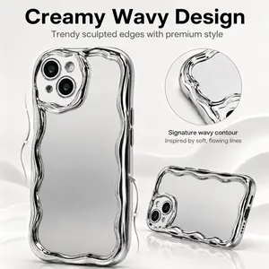 luxury plating makeup mirror case for iPhone 17Air 17 16 15 14 13 Pro Max 13 Pro 12 11 X Xs Max electroplating silver soft shockproof phone cover