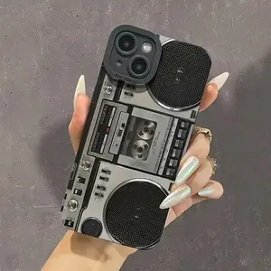 High-end fashion black eye radio phone case for iPhone 11 12 13 14 15 16 17PRO MAX