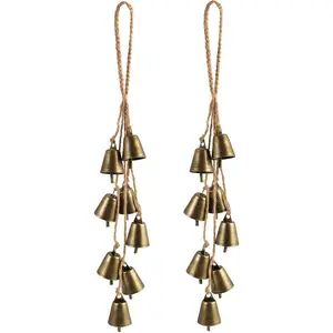 2 Pack Witch Bells for Door Knob Protection Outdoor Bells Hanging Bells for Door knob Witches Bells Magic Wind Chimes for Home Protection Witch Bells Kit(Rustic)