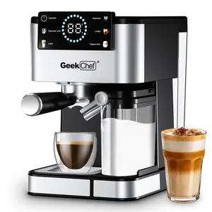 Geek Chef Espresso Machine for Home Barista 20 Bar Coffee Maker with Automatic Milk Frother TouchScreen ESE POD Instant Heating Brews Cappuccino Latte Iced Coffee