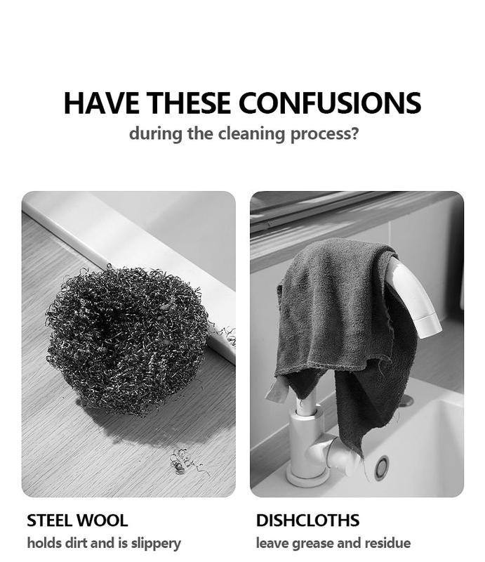 10-Count 2-Sided Scouring Pads Heavy-Duty Non-Scratch Steel Wool Sponges for Kitchen Dual-Textured Dish Scrubber with PVA Microfiber for Pots Pans and Utensils New Upgrade