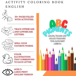Alphabet Coloring Book for kids, Toddler Workbook A - Z Preschool Activity Coloring Pages for children, Tracing, Spelling and Coloring pages