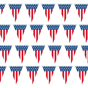Flag Pennant Banner | 100' FT. Long  String Flags | 18" Inch Tall Triangle Flag Decorations  Party | Stars and Stripes Bunting Garland | 4th of July Patriotic Decoration |