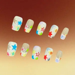 Bling by Allie FUNKY STAR - 100% Handmade Press-On Nails | Resusable, Salon Quality, Long Lasting