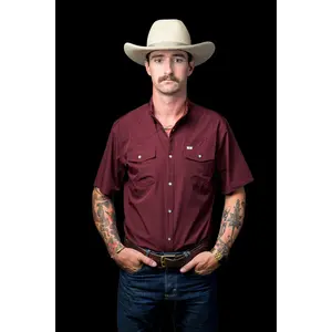 CORE - Men's Maroon Short Sleeve Pearl Snap Shirt CORE - Men's Maroon Short Sleeve Pearl Snap Shirt