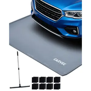 Heavy Duty 1000D PVC Non-Slip Garage Floor Containment Mat – Raised Edge Protector – Guards Car, Truck, and SUV Interiors from Snow and Water – Includes Squeegee