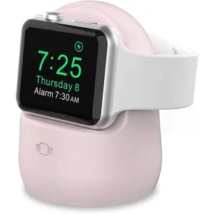 iWatch Stand Silicone Charging Dock Holder for Apple Watch Ultra 2, Ultra, SE2, Series SE, 7 6 5 4 3 2 1 (45/44/42/41/40/38mm), (Pink)