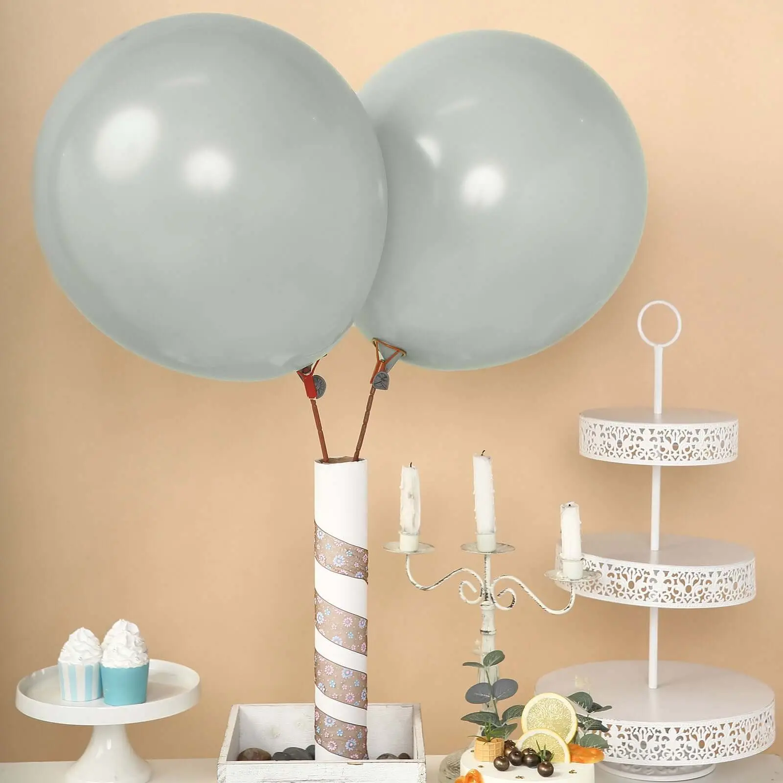 10-Pack 18" Matte Pastel Silver Latex Party Balloons, Helium or Air-Fillable for Balloon Decor, Birthday Decor, Wedding Festivities