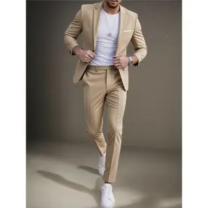 Casual Two-Piece Men's Wedding Suit Design Party Groomsman Business Suit Men's Formal Wear Slim Fit Two-Piece Suit Men's Swallowtail Linen Suit rowdy cowboy uniformsN