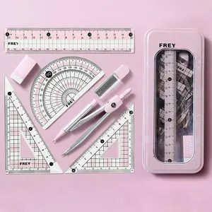 Compass & Ruler Set, 7 Counts/set Including Compass & Measuring Ruler& Eraser & Lead, School Supplies for Students, Office Supplies