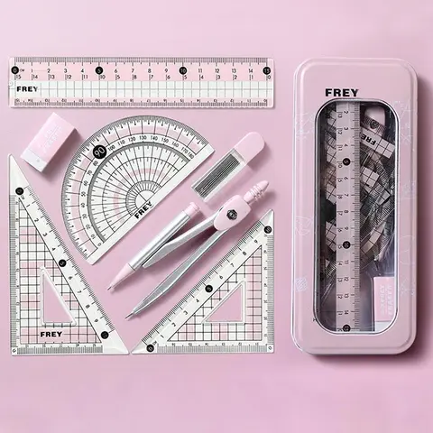 Compass & Ruler Set, Measuring Instrument, 7 Counts/set Including Compass & Measuring Ruler& Eraser & Lead, School Supplies for Students, Office Supplies