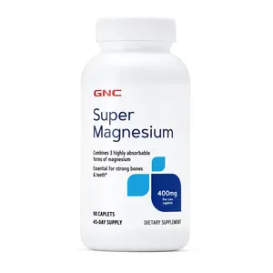GNC Super Magnesium 400mg, 90 Caplets, Supports Strong Bones and Teeth, Healthcare, Dietary Supplement, GNC's Best Selling Magnesium, Absorbable, New Year New Me Stack