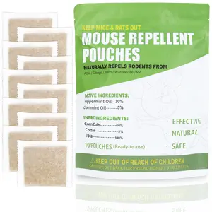 10 Pouches Peppermint Oil Mouse Repellent, Long Lasting, Natural Formula, Eco Friendly, Pet & Kids Friendly