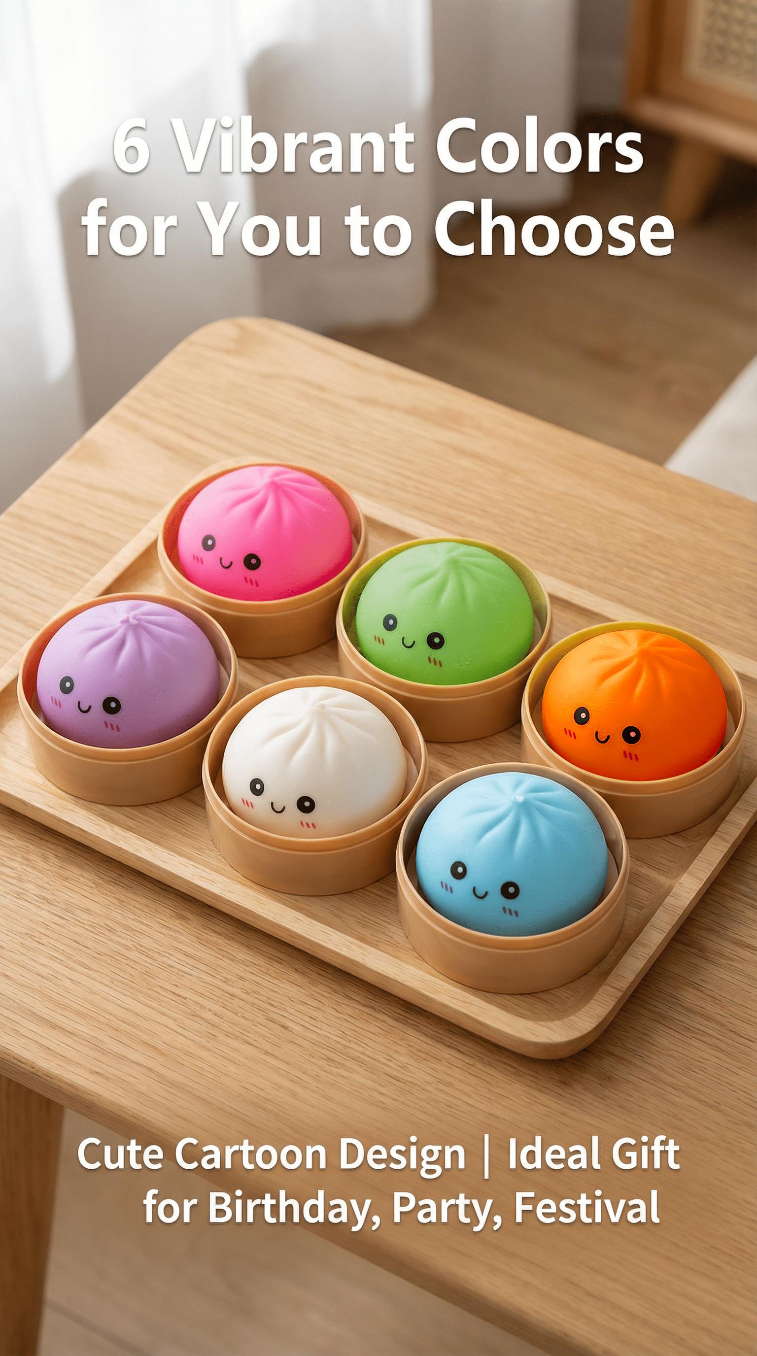 Dumpling Squishies, Glitter Dumpling Mystery Box, Colorful Dumplings Stress Balls Fidget Sensory Toy, Stocking Stuffers with Food Steamer Stretchy Desk Toys