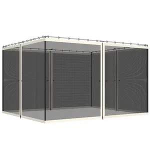 Replacement mesh sidewall netting with zipper design suitable for ten by twelve foot gazebo canopy tent outdoor dining backyard leisure daily wind and insect protection use