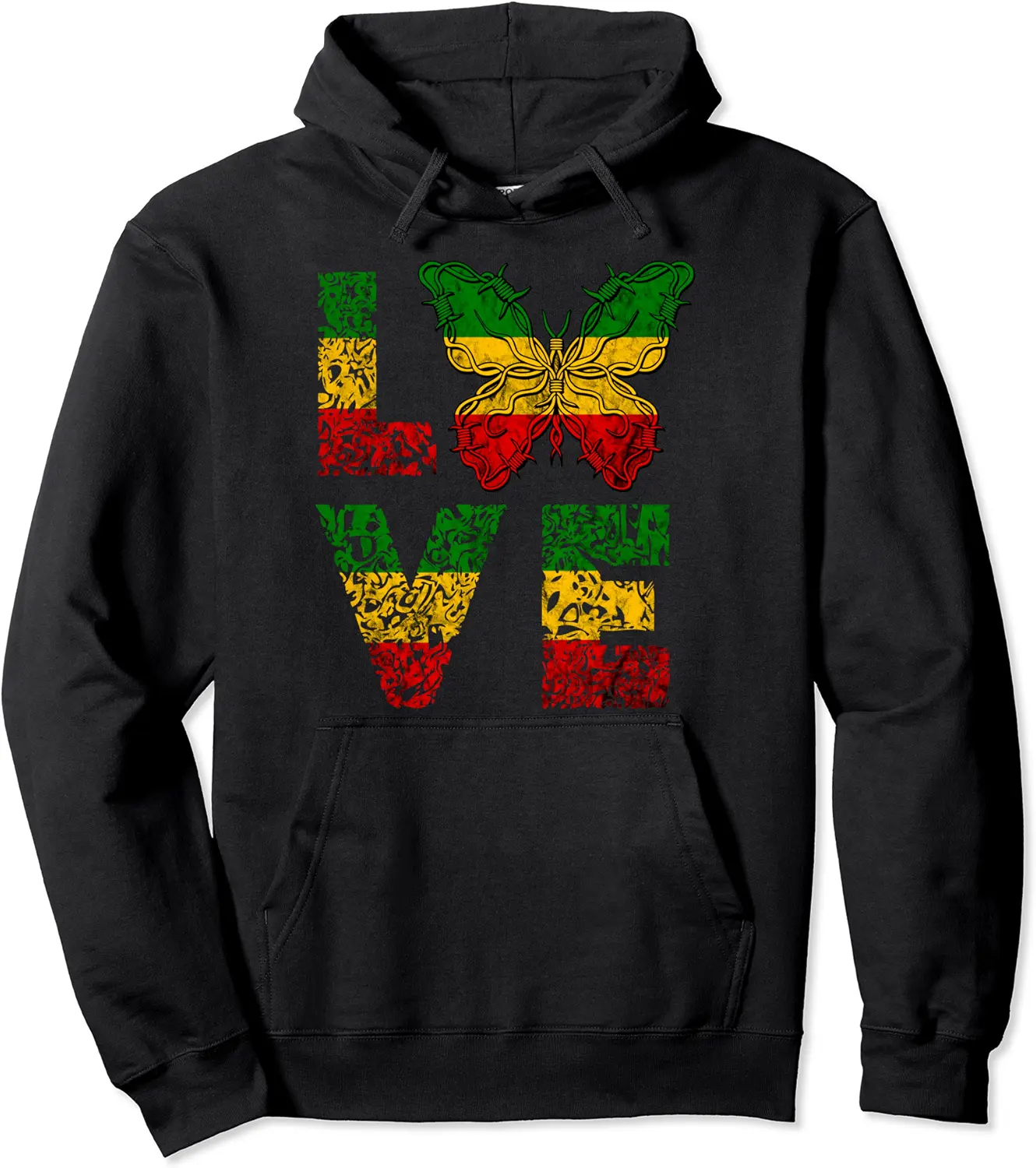 Love Butterfly Rasta Reggae Jamaican Pride Rastafari Roots Pullover Hoodie - Jamespatric Shop 50B09KMBL2PL