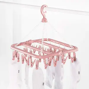 Multi-Clip Clothes Drying Rack for Home Use, Versatile Sock and Garment Hanger Ideal for Dorms, Space-Saving Laundry Solution, Yoga Pants Hanger